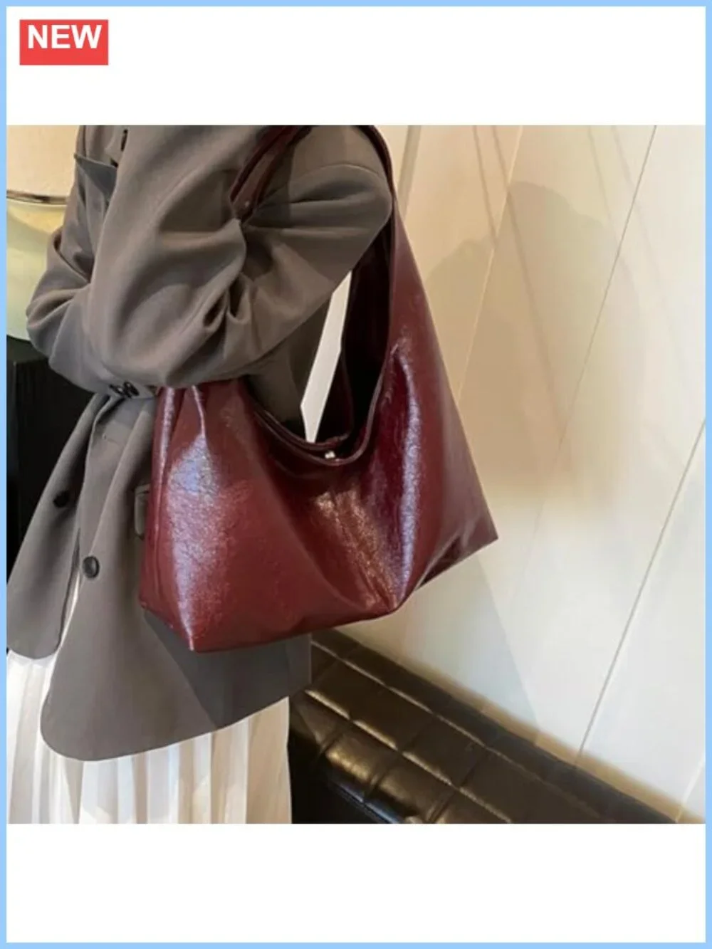 Large Slouchy Hobo Tote Bag Faux Leather Shoulder Bag Work Commute